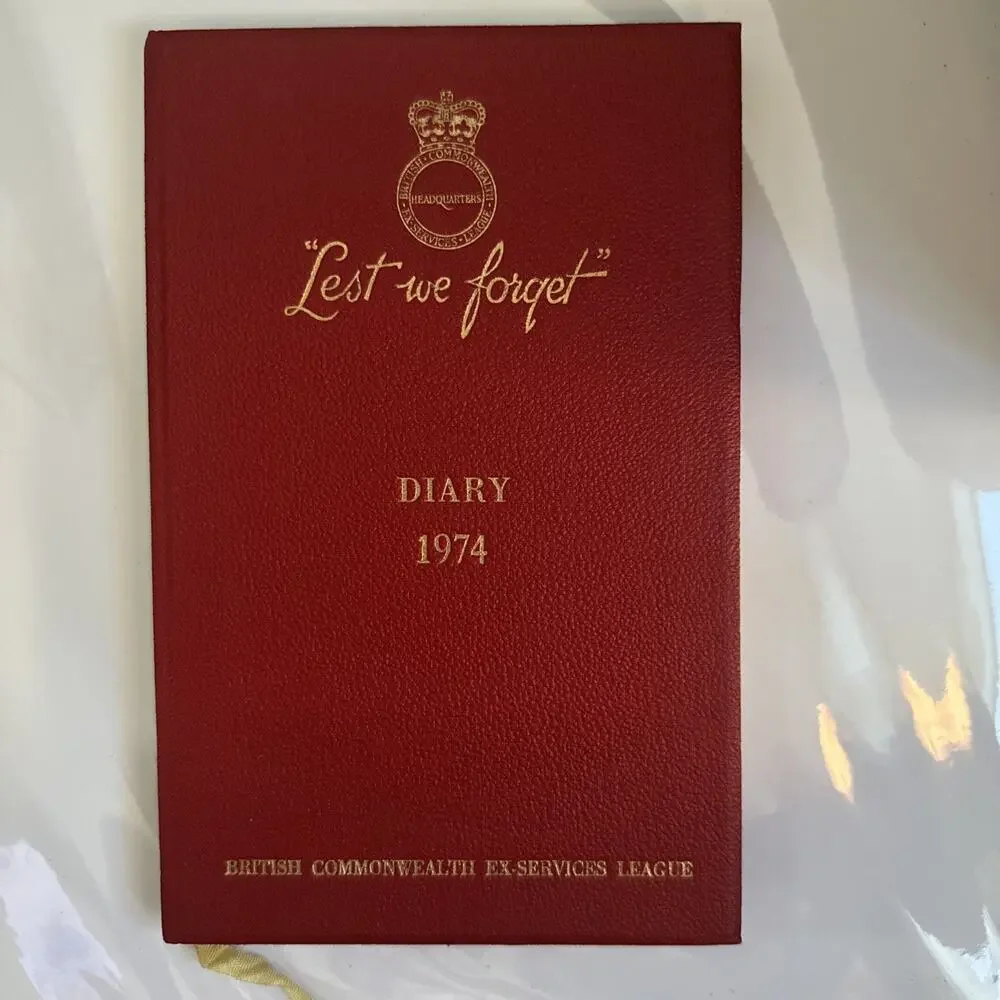 Vintage 1974 Lest We Forget Diary British Commonwealth Ex-Services League Unused
